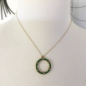 Anthropologie Green & Gold Circle Necklace